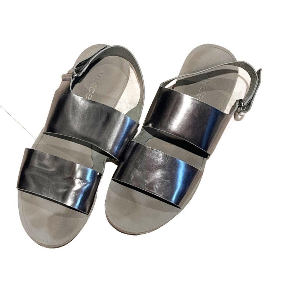 Vince | Source Slingback Slide Sandals - Pewter Leather